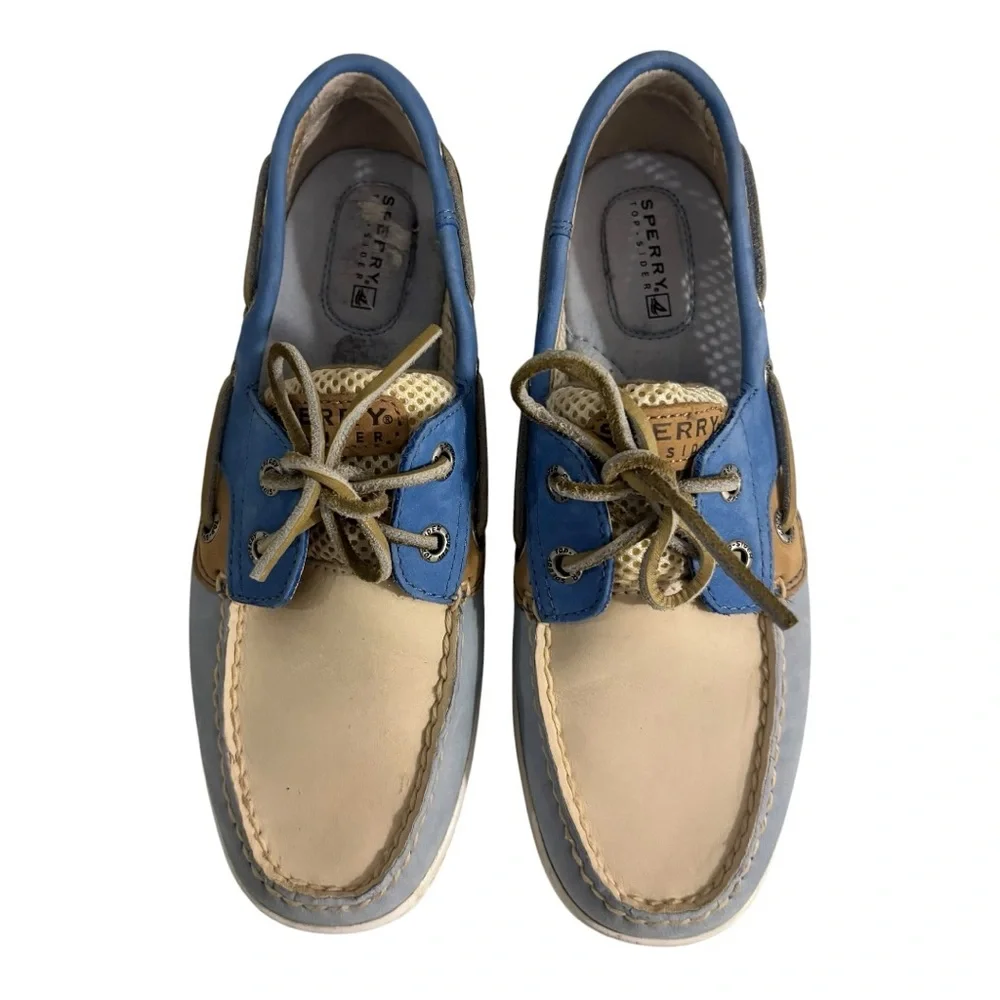 Sperry Topsider Leather Light Blue Preppy Nautical Old Money Boat Casual Shoe 6 - Picture 9 of 12